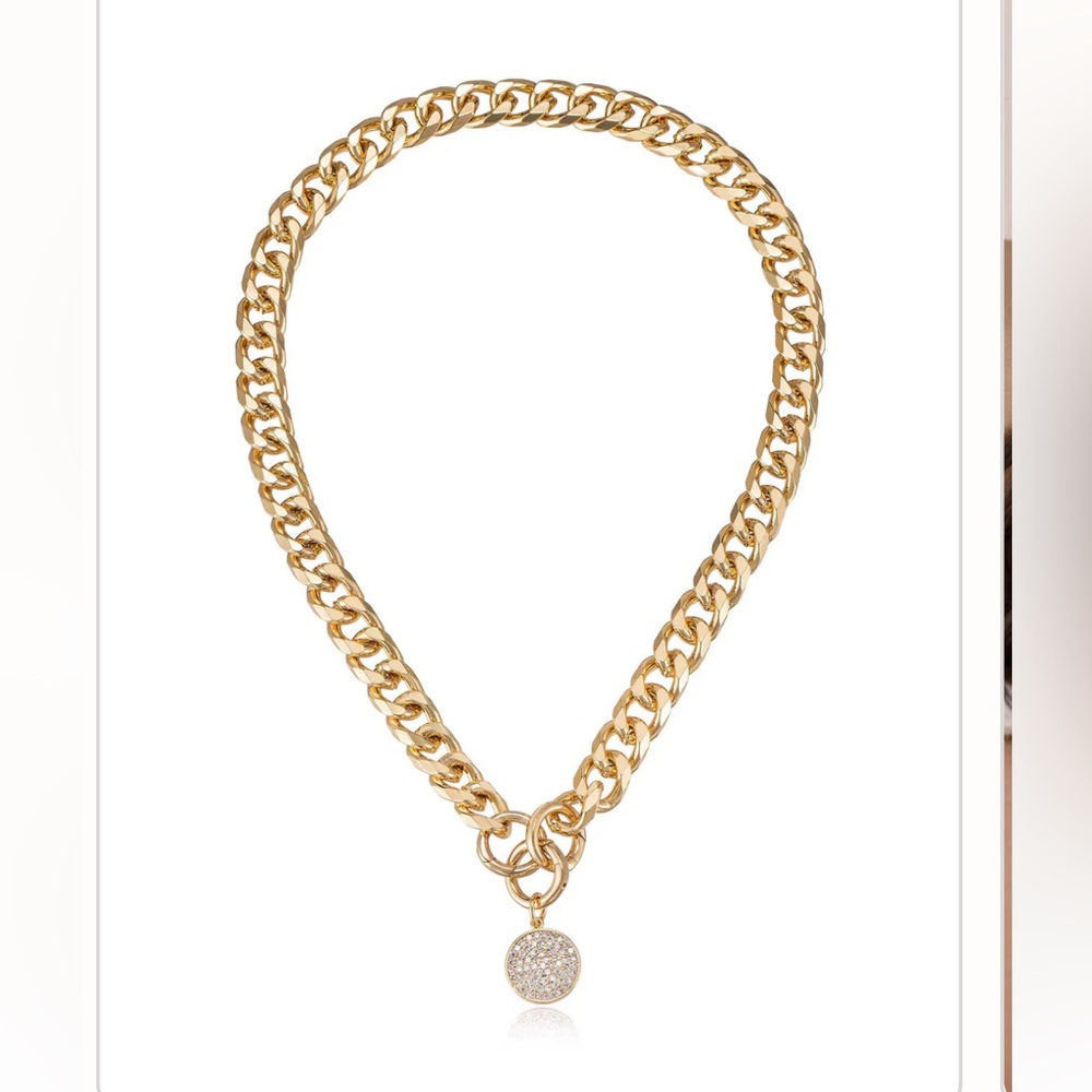 Ettika Gold Chain Necklace with Sparkling Pendant